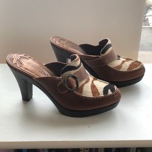 Matisse Leather/Pony Fur Clogs Size 8M